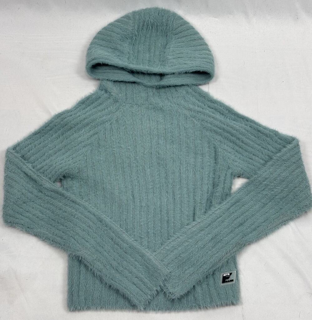 iets frans… Eyelash Hoodie Sweatshirt Aqua Size S NEW Streetwear Athleisure Y2K